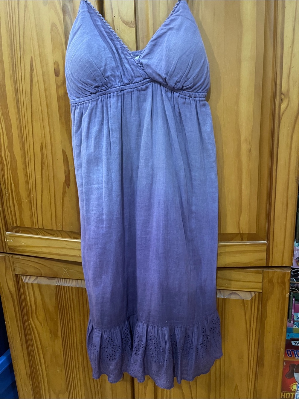 Derek Heart Purple V-Neck Eyelet-Hem Sundress